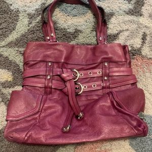 Vintage B Makowsky Genuine Leather Atlantis Tote Purple Purse